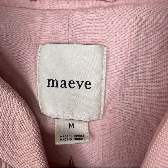 Maeve Light Pink Bomber Jacket with Ribbed Collar Elastic Hem size Medium GUC - Picture 5 of 8